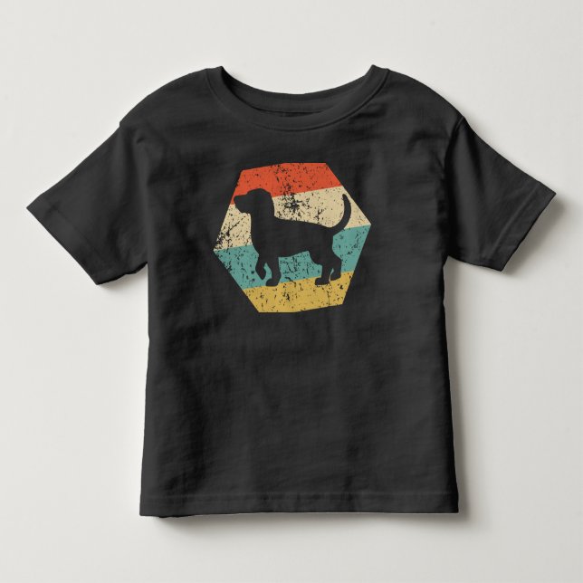 Beagle Hundras Retro Distressed Hexagon T Shirt (Framsida)
