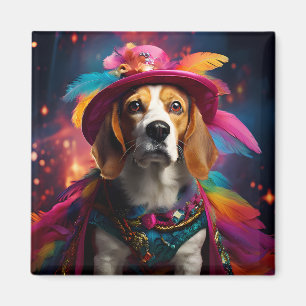 Beagle i en fågelhatt magnet