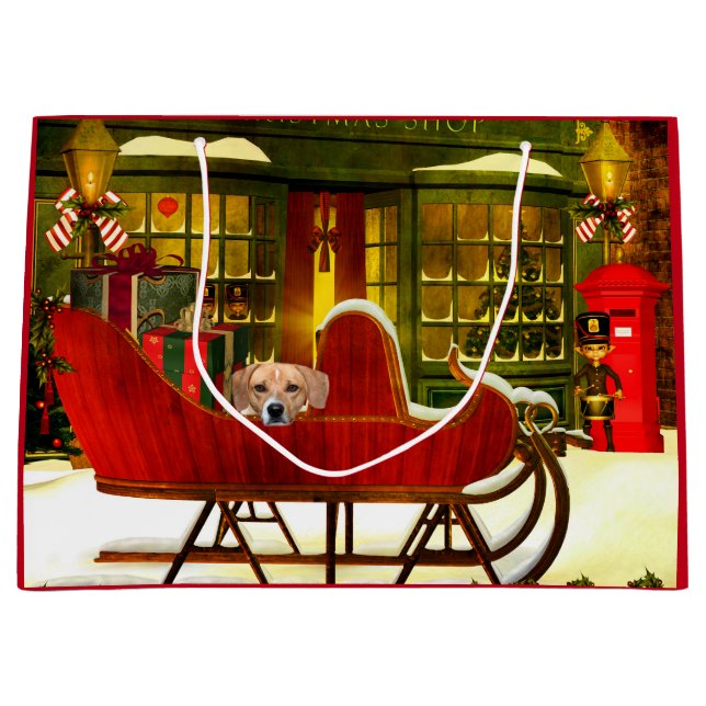 Beagle i en julsleigh (Framsidan)