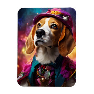 Beagle i en Rosa Hat Magnet