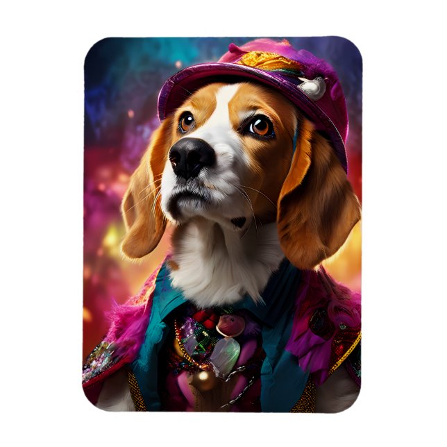 Beagle i en Rosa Hat Magnet (Vertikal)