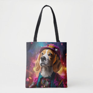 Beagle i en Rosa Hat Tygkasse