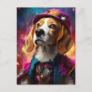 Beagle i en Rosa Hat Vykort