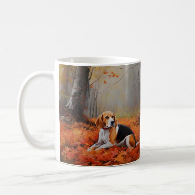 Beagle i Höst löv Fall Inspire Kaffemugg (Vänster)