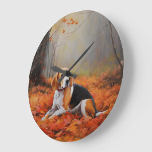 Beagle i Höst löv Fall Inspire Stor Klocka