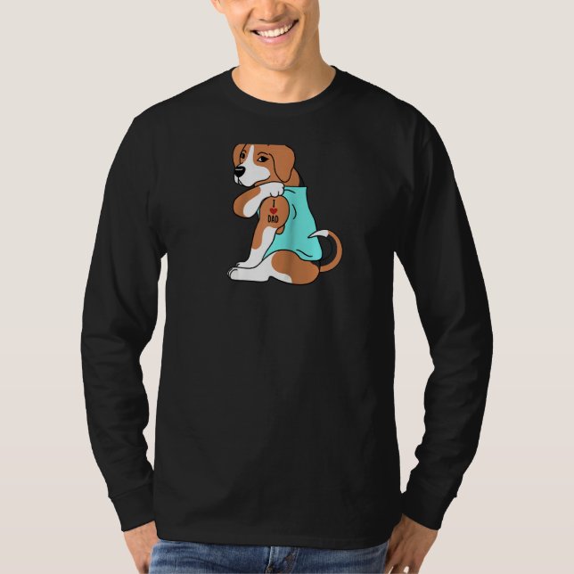 Beagle I Kärlek Pappa Hund Raglan T Shirt (Framsida)