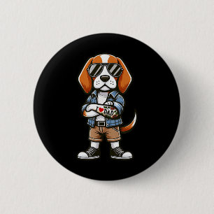 Beagle I Kärlek Pappa Rolig hund Tattoo Knapp
