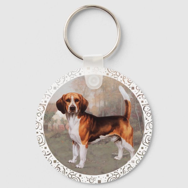 Beagle i Land Setting Nyckelring (Framsida)