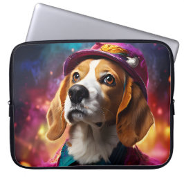 Beagle i rosa hatt  laptop fodral