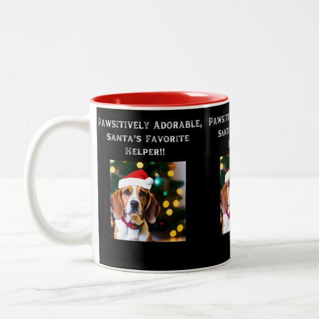 Beagle i Santa hat på kaffe mugg (Vänster)
