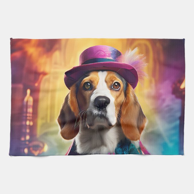 Beagle i Vibrant Costume Kökshandduk (Horisontell)