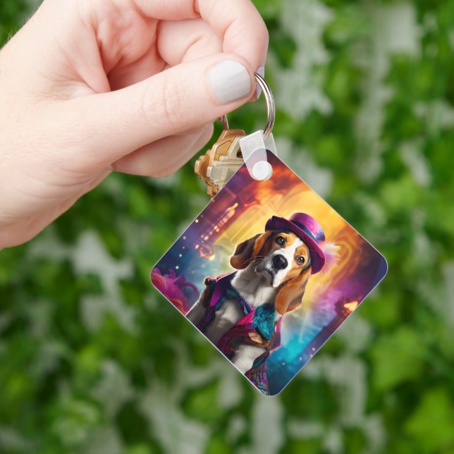 Beagle i Vibrant Costume Nyckelring (Hand)