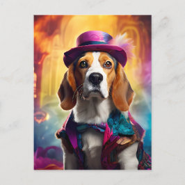 Beagle i Vibrant Costume Vykort