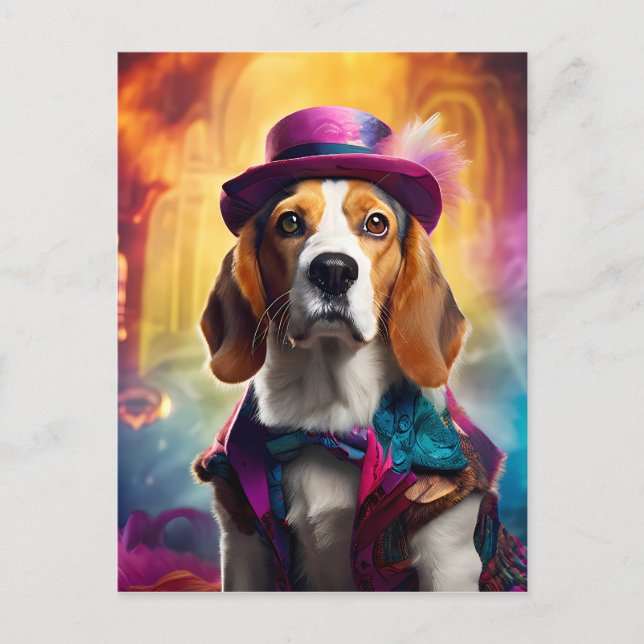 Beagle i Vibrant Costume Vykort (Framsida)