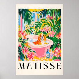 Beagle in Bathtub Art Print Matisse Style Dog Poster