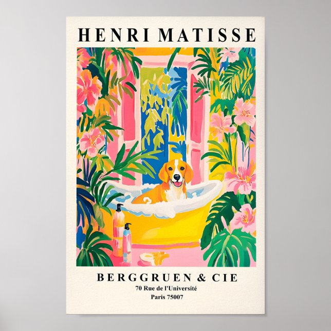 Beagle in Bathtub Print, underbart Bathroom Wall A Poster (Framsidan)