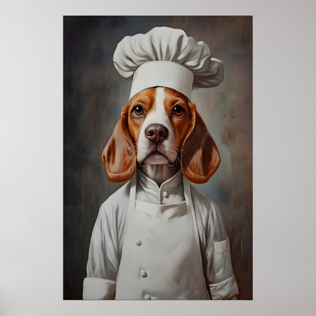 Beagle In Chefs Hat Poster, Pet Poster, Beagle In Poster (Framsidan)