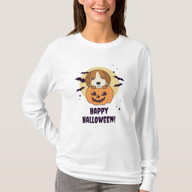 Beagle in Pumpkin Sweet Hundar Happy halloween T Shirt (Framsida)