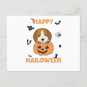 Beagle in Pumpkin Sweet Hundar Happy halloween Vykort