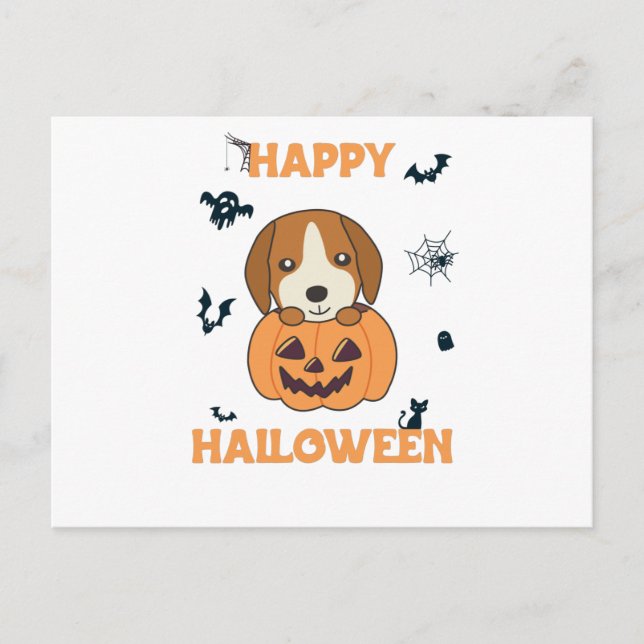 Beagle in Pumpkin Sweet Hundar Happy halloween Vykort (Framsida)