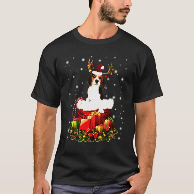Beagle in Santa Sack Box Costume T Shirt (Framsida)