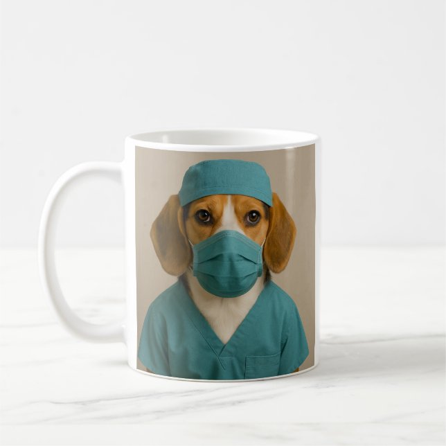 Beagle in Scrubs Kaffemugg (Vänster)