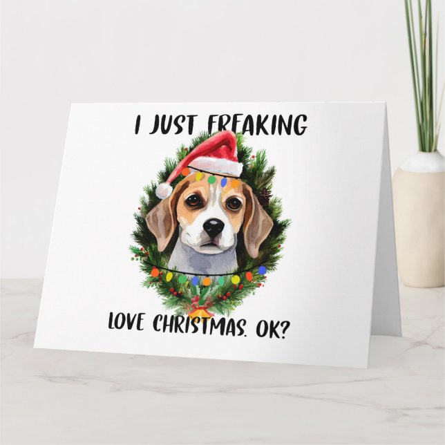 Beagle jag älskar jul okej jul kort (Framsida)