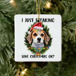 Beagle jag Freaking Kärlek jul God jul Julgransprydnad Keramik