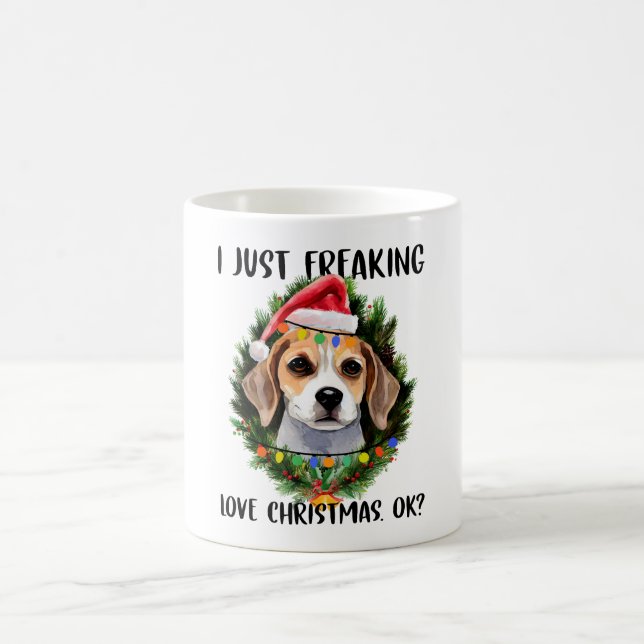 Beagle jag Freaking Kärlek jul God jul Kaffemugg (Center)