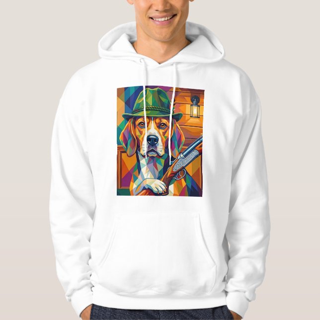Beagle Jäger Pop Art – Moderner Jagdhund Hoodie (Framsida)