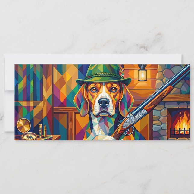 Beagle Jäger Pop Art – Moderner Jagdhund Inbjudningar (Framsida)