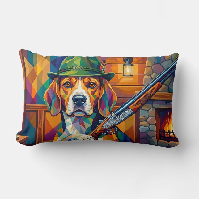 Beagle Jäger Pop Art – Moderner Jagdhund Lumbarkudde (Framsida)