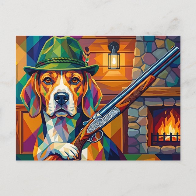 Beagle Jäger Pop Art – Moderner Jagdhund Vykort (Framsida)