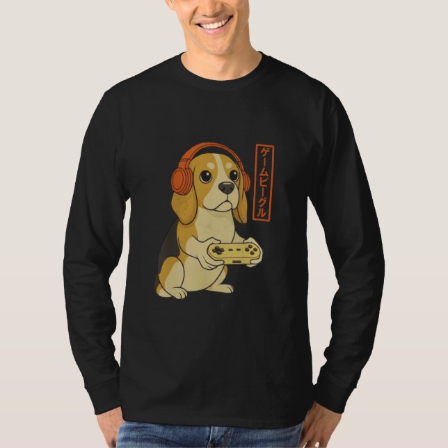 Beagle Japanese Gamer Men Women Boy Funny Video Ga T Shirt (Framsida)