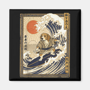 Beagle japansk surfing kanagawa våg rolig samuraj magnet