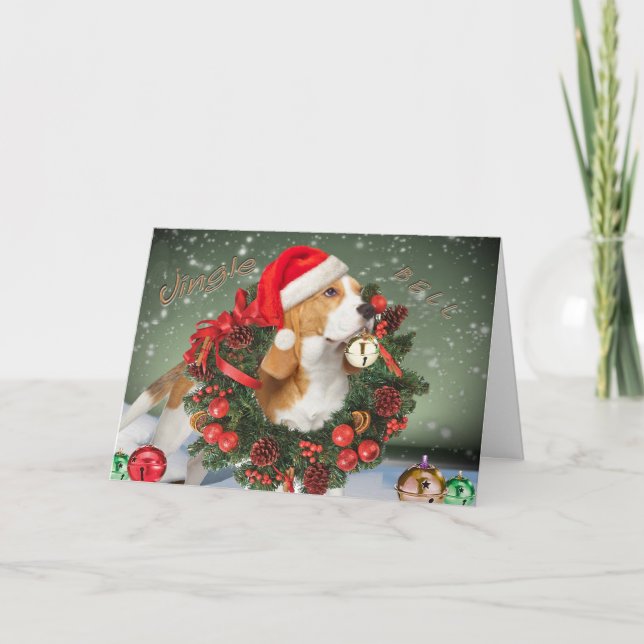 Beagle Jingle Bell Cards Helgkort (Framsida)