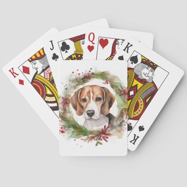 Beagle-jul-andedräkt Festive Valp Casinokort (Baksidan)