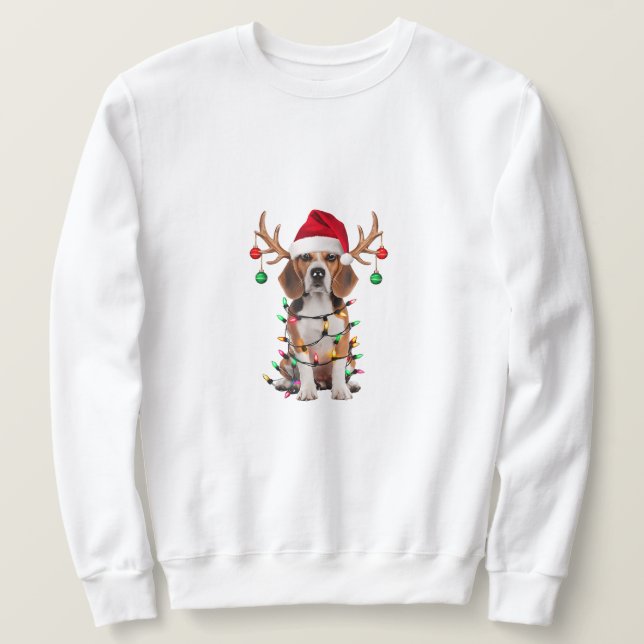 "Beagle jul Cheer" Lång Ärmad Tröja (Design framsida)