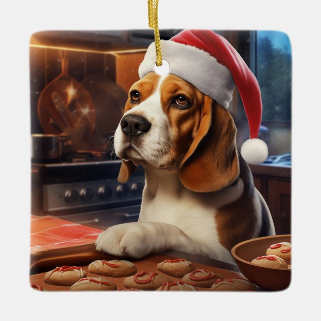 Beagle jul Cookies Festive Helgdag Julgransprydnad Keramik (Framsida)