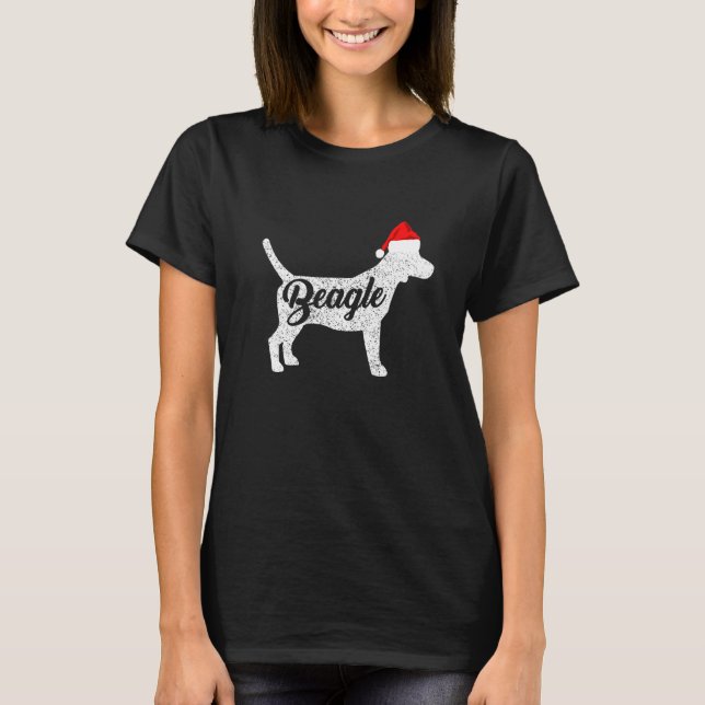 Beagle jul Cute Santa Hat Beagle Hund T Shirt (Framsida)