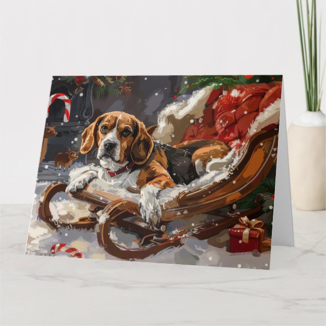 Beagle Jul Festiv Kort (Framsida)