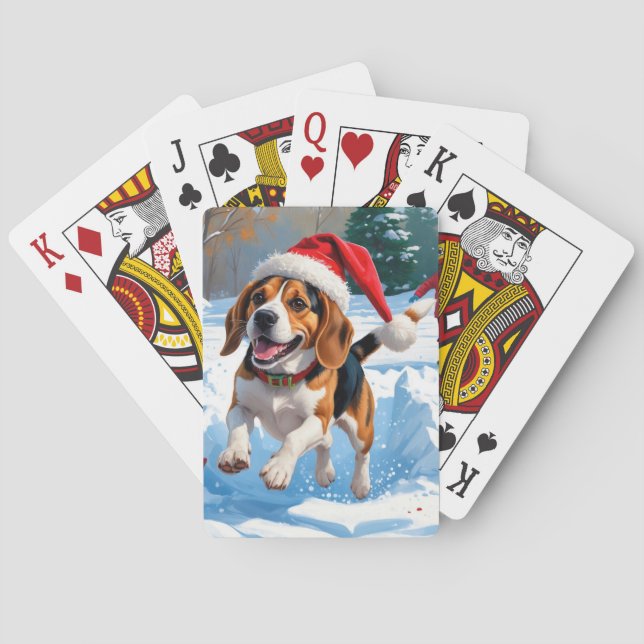 Beagle jul festiv snöscen casinokort (Baksidan)