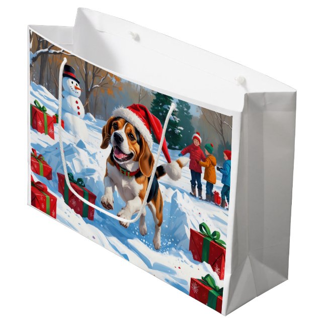 Beagle jul festiva snöscen (Framsidan Vinklad)