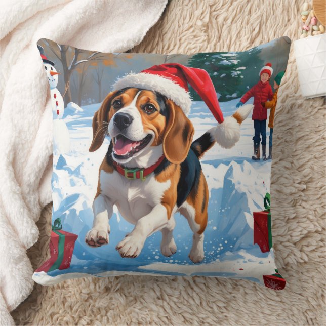 Beagle jul festiva snöscen kudde (Filt)