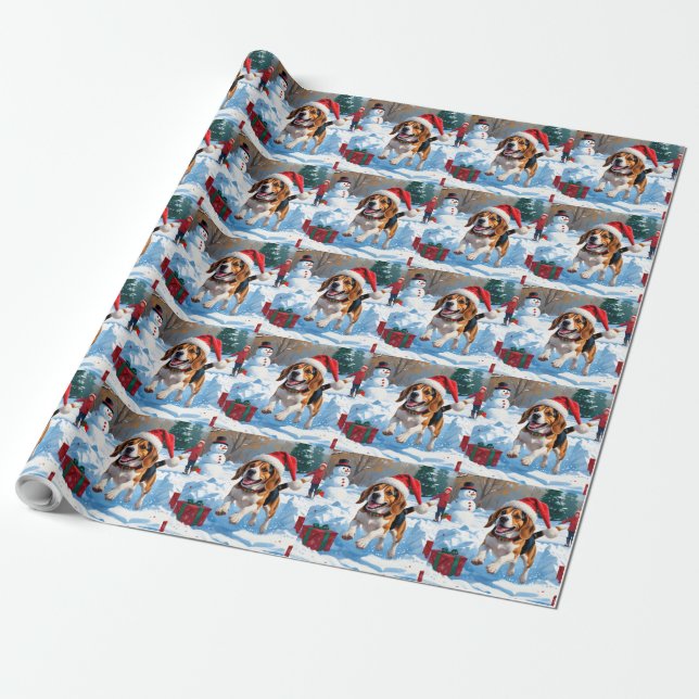 Beagle jul festiva snöscen presentpapper (Utrullad)