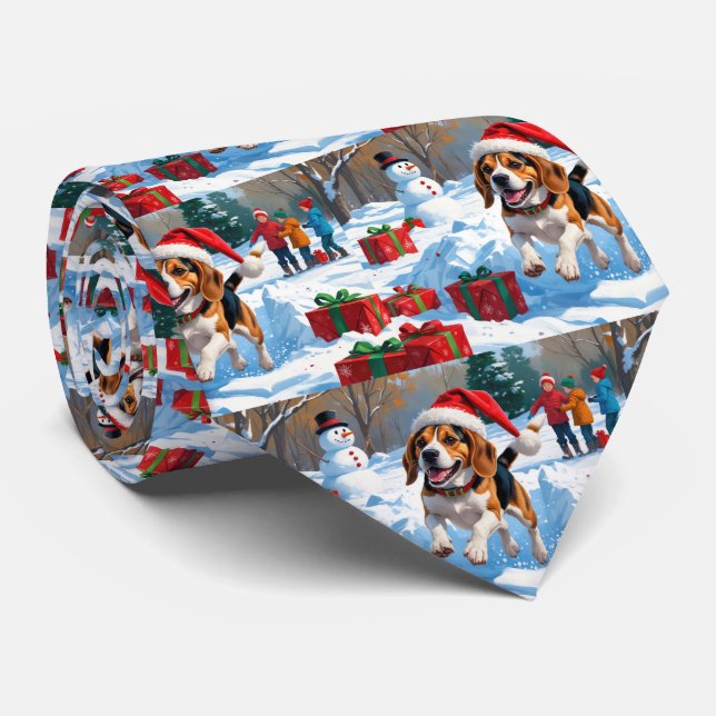 Beagle jul festiva snöscen slips (Rullad)
