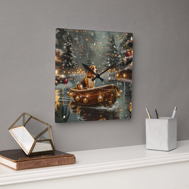 Beagle jul Festive Voyage Fyrkantig Klocka (Kontor)