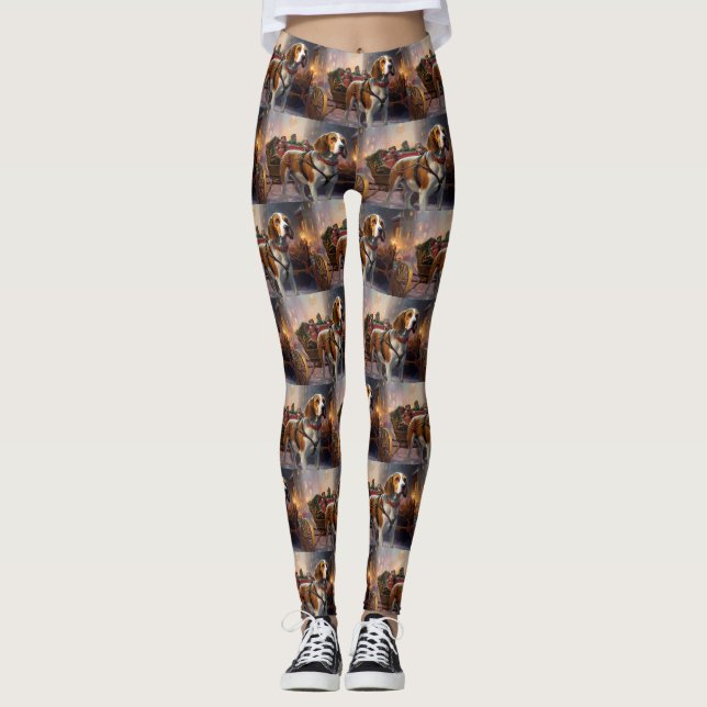 Beagle jul-festsäsong leggings (Framsida)