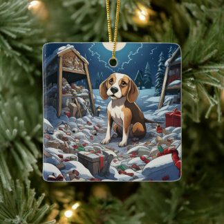 Beagle-jul, Gift för Beagle Hund älskare Julgransprydnad Keramik