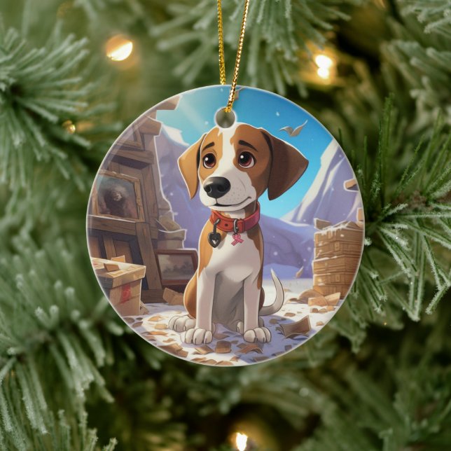 Beagle-jul, Gift för Beagle Hund älskare Julgransprydnad Keramik (Träd)